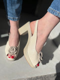Sandalias de tacón flor Pitillos