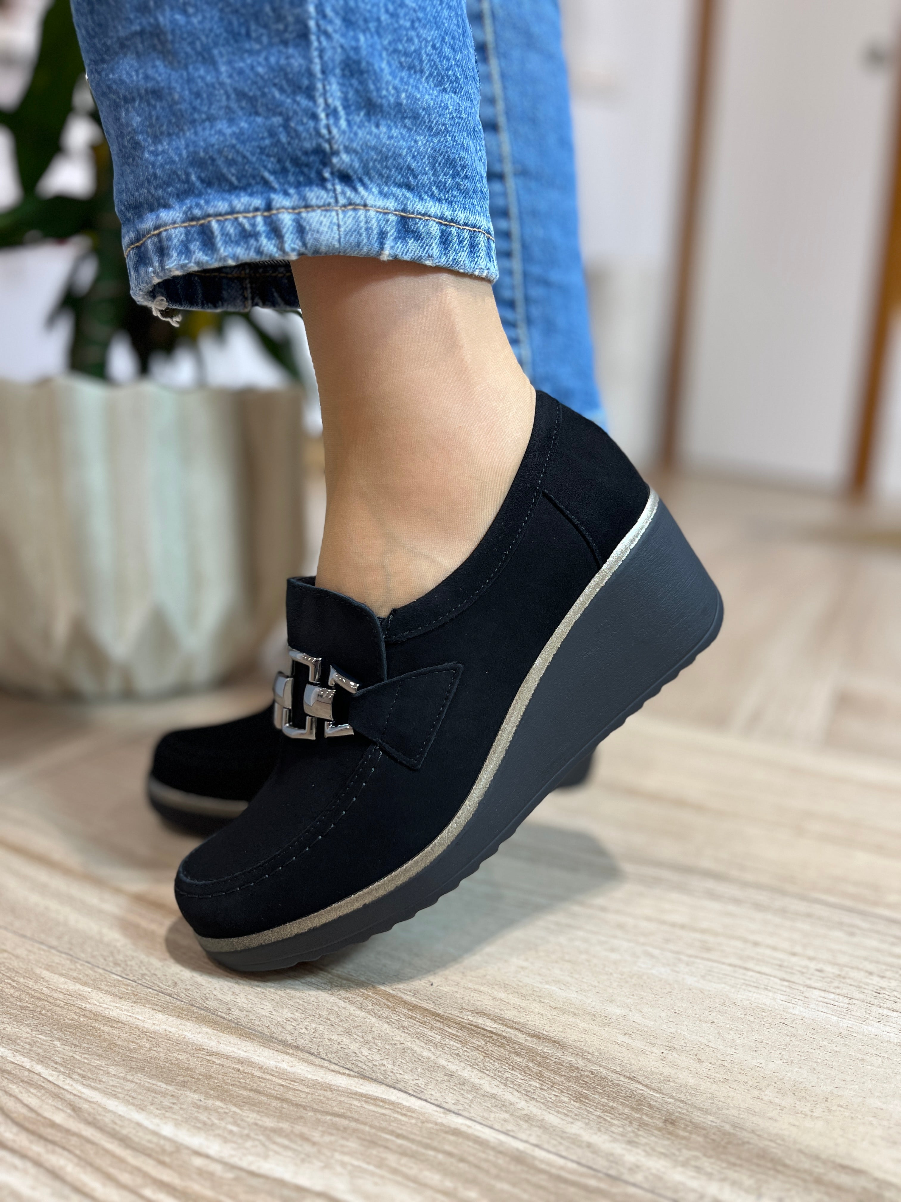 Zapatos Cuña Hebilla Pitillos