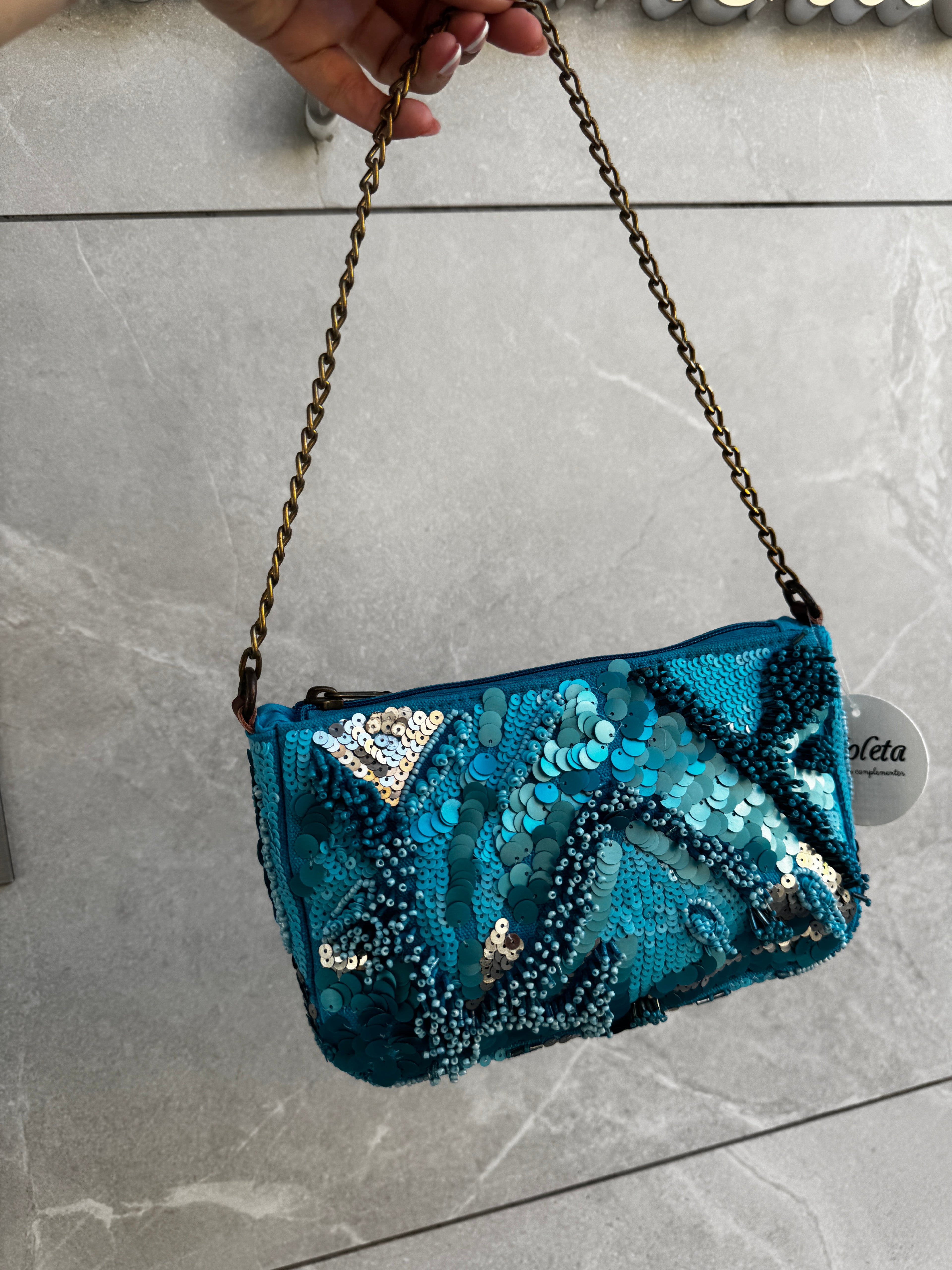 Bolso lentejuelas azul