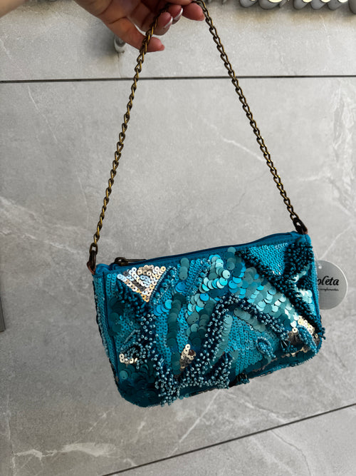 Bolso lentejuelas azul