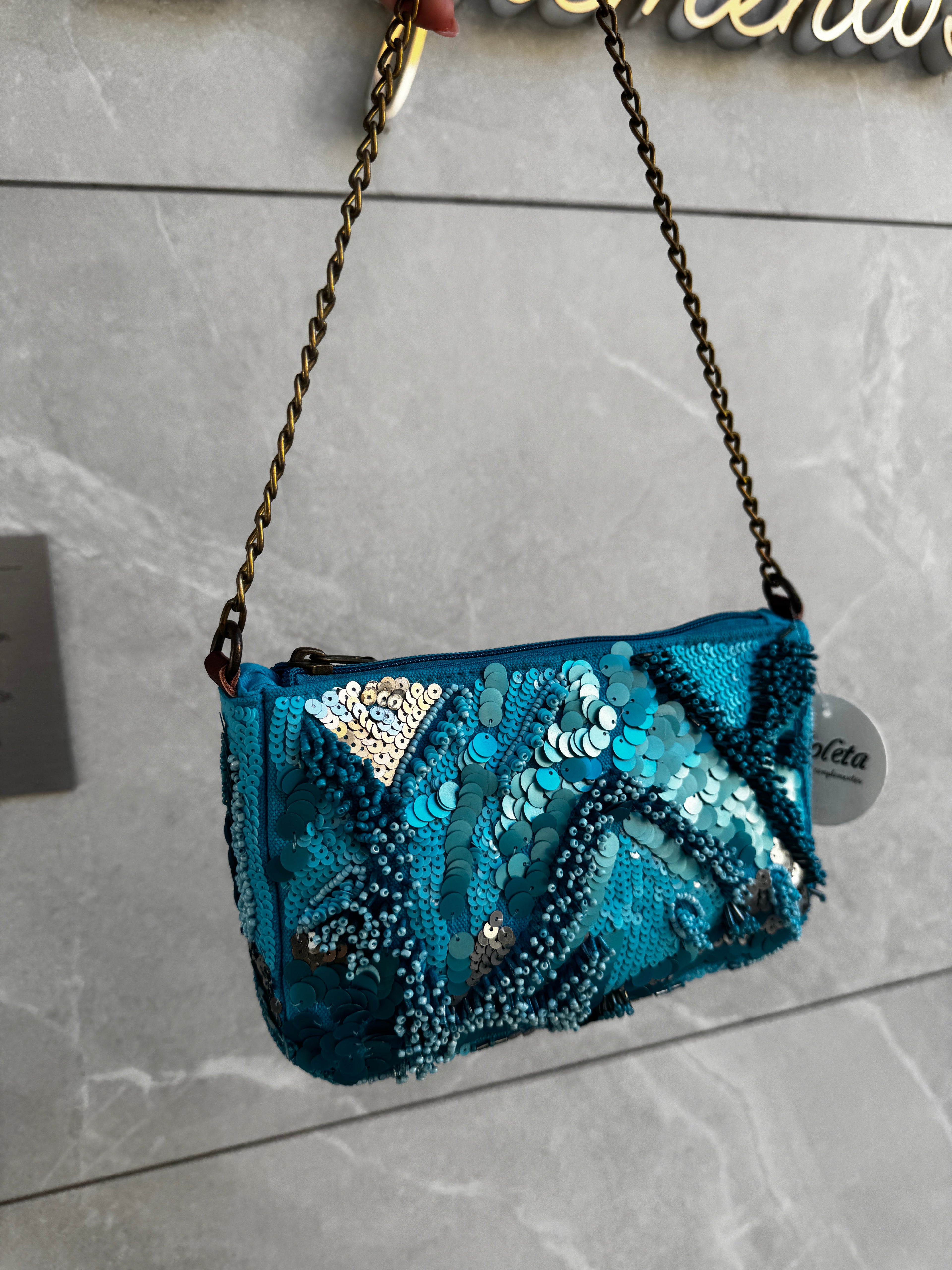 Bolso lentejuelas azul