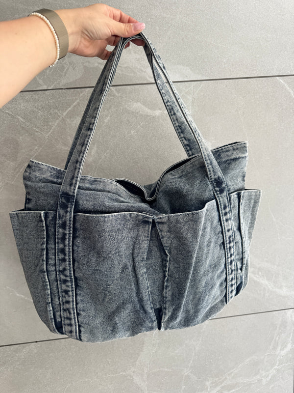 Bolso vaquero claro asas
